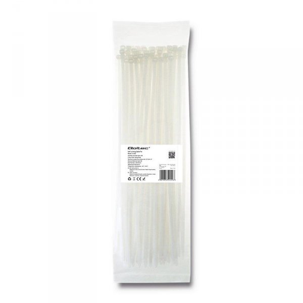 Opaska zaciskowa Qoltec | 4.8*350 | 100szt | nylon UV | Biała