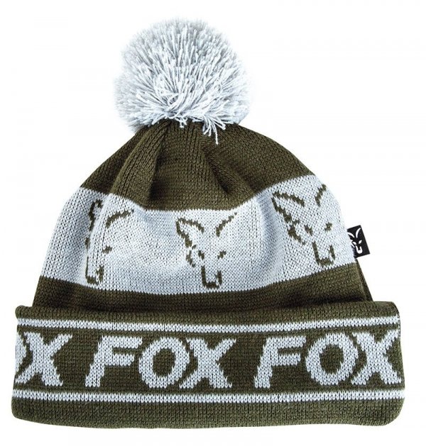 CPR990 FOX Czapka GREEN &amp; SILVER LINED BOBBLE 