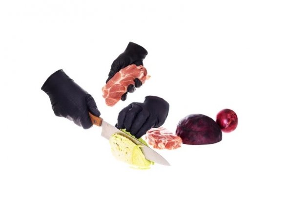 Rękawice nitrylowe PROMATES GRIP BLACK roz. XXL - 50szt.