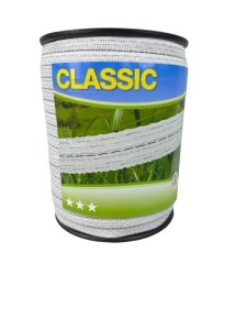 Taśma CLASSIC 200m, 20mm, biała do pastucha