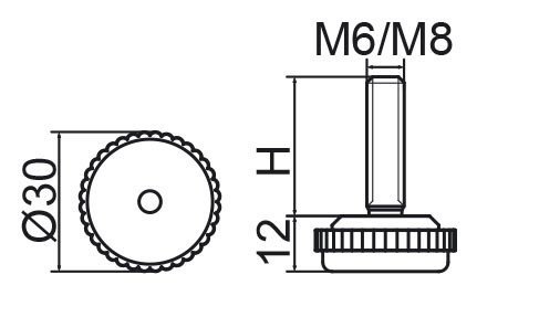 Stopka regulacyjna fi30 - M8x55 - 4 szt.