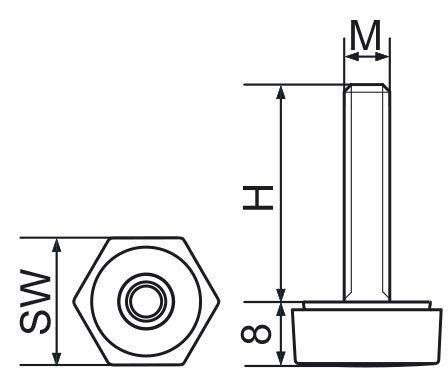 Stopka regulacyjna sześciokątna - SW19 M6x20 - 100 sztuk