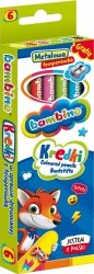 Kredki BAMBINO w oprawie drewnianej 6 kolorów + temperówka (00232)