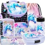 ZESTAW 7 el. Tornister szkolny ergonomiczny UNICORN Jednorożec (TEMBJR15SET7CZ)
