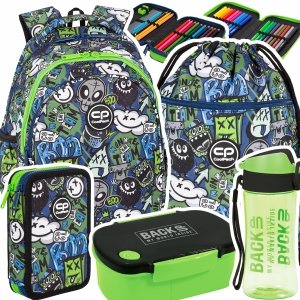 ZESTAW 5 el. Plecak wczesnoszkolny CoolPack JERRY 21 L potworki, MONSTER TEAM (F029824SET5CZ)