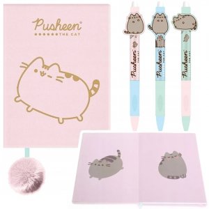 Pamiętnik pluszowy notes PUSHEEN RÓŻOWY + 3x długopis wymazywalny Bambino (52080+59317)