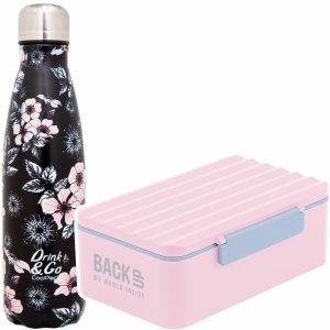 Zestaw bidon i śniadaniówka Drink&Go butelka termiczna CoolPack 500ml kwiaty, HELEN (Z04744+SB6C36)