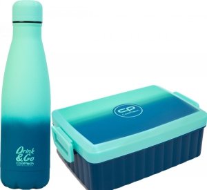 Zestaw bidon i śniadaniówka Drink&Go butelka termiczna CoolPack 500ml niebieskie ombre, GRADIENT BLUE LAGOON (Z04690+Z07690)