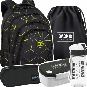 ZESTAW 5 el. Plecak CoolPack DRAFTER 28 L zielone wzory, QUAKE (F010750SET5CZ)