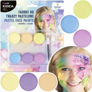 Farbki pastelowe do malowania twarzy 6 kolorów KIDEA (FDTP6KA)