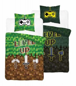 Pościel LEVEL UP 140 x 200 cm dla fana gry MINECRAFT (4473A)