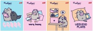 4x Zeszyt A5 w kolorową linię 32 kartki PUSHEEN Kot Kotek (49783SET4CZ)