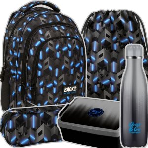 ZESTAW 5 el. Plecak szkolny młodzieżowy BackUP 26 L wzory 3D, RIDDLE (PLB6X44SET5CZ)