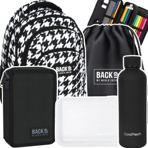 ZESTAW 5 el. Plecak szkolny młodzieżowy BackUP 26 L pepitka, CLASSY (PLB6A17SET5CZ)