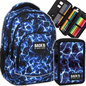 ZESTAW 2 el. Plecak szkolny młodzieżowy BackUP 26 L niebieskie wzory, SKY WATER (PLB6A47SET2CZ)