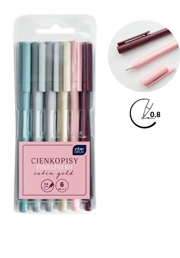 Cienkopisy pastelowe nude 6 kolorów SATIN GOLD Interdruk (46711)