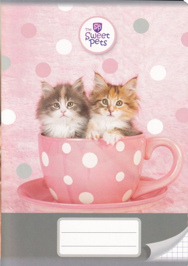 Zeszyt A5 w kratkę 16 kartek THE SWEET PETS KOTEK PIESEK (12696)