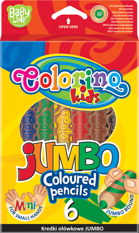 Kredki JUMBO 6 kolorów COLORINO KIDS 1+ MEGA RYSIK (33121)