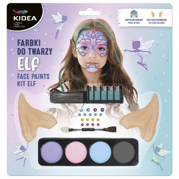 Farbki do malowania twarzy ZESTAW ELF 4 kolory KIDEA (FDTZEUKA)