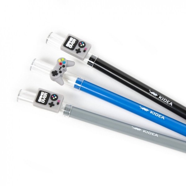 3x Długopis GAME OVER wymazywalny żelowy 0,7 mm KIDEA + WKŁADY (DWFEKAD+12296)