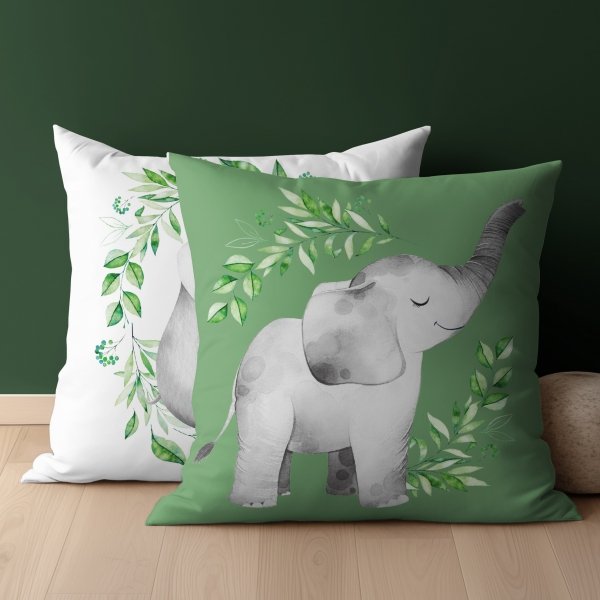 Poszewka na poduszkę MAYA MOO Słonik Hipopotam 40 x 40 cm zielona (PSBA_17B)