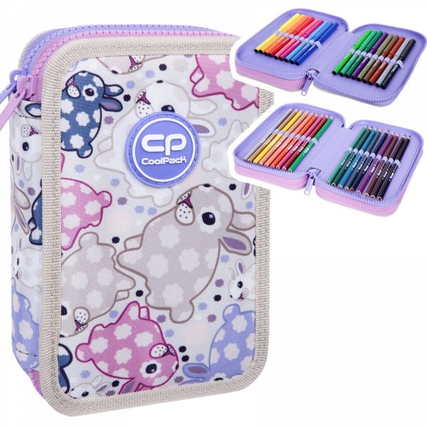 Piórnik CoolPack dwukomorowy z wyposażeniem JUMPER 2 króliczki, WHITE BUNNY (F066833)