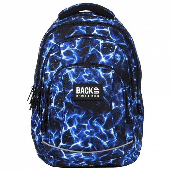 ZESTAW 5 el. Plecak szkolny młodzieżowy BackUP 26 L niebieskie wzory, SKY WATER (PLB6A47SET5CZ)
