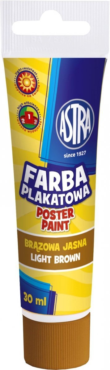 Farba plakatowa w tubie 30 ml brązowa jasna ASTRA (83110912)