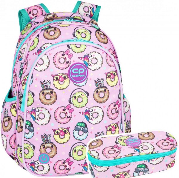 ZESTAW 2 el. Plecak wczesnoszkolny CoolPack JIMMY LED pączki, HAPPY DONUTS (F110665SET2CZ)
