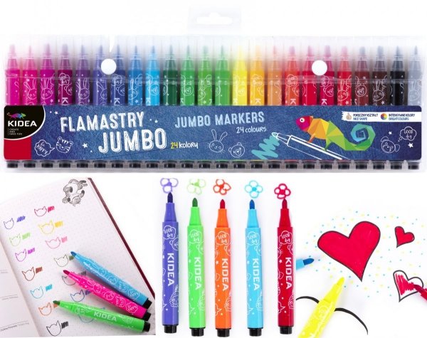 Flamastry JUMBO 24 kolory GRUBE MAZAKI KIDEA (FJ24KKA)