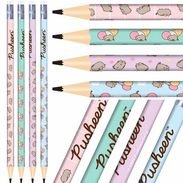 4 x OŁÓWEK szkolny z gumką PUSHEEN HB (75157)