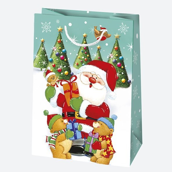 Torba torebka na prezent świąteczna MIKOŁAJ mix (T5_GW_65)