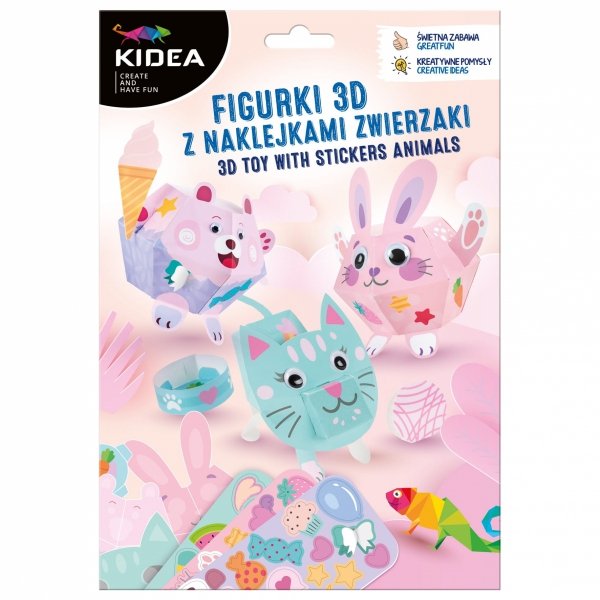 Figurki 3D z naklejkami ZWIERZAKI Kidea (F3DNZWKA)