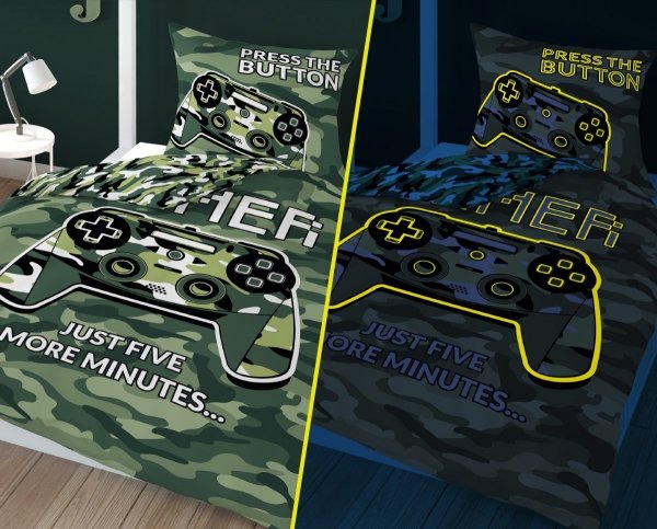 ZESTAW 2 el. Pościel świecąca w ciemności GAMER PADY MORO 140 x 200 cm (3578ASET2CZ)