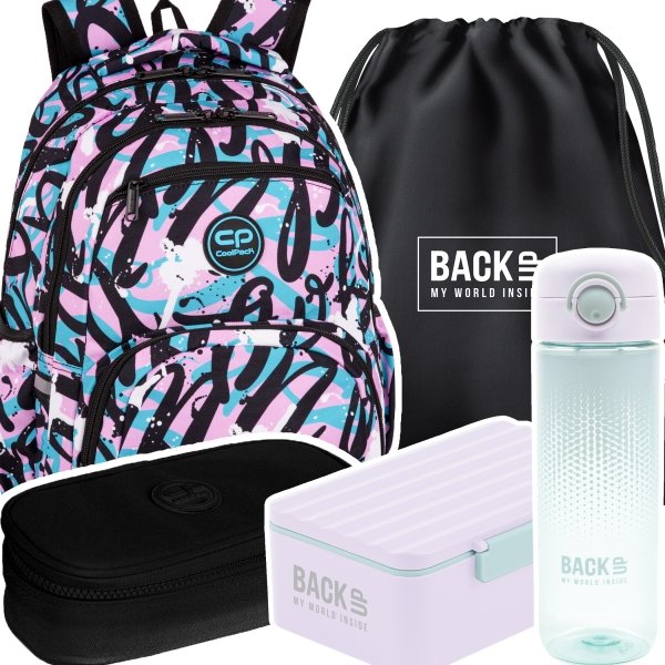 ZESTAW 5 el. Plecak CoolPack PICK 23 L napisy, SWEET MESS (F099815SET5CZ)