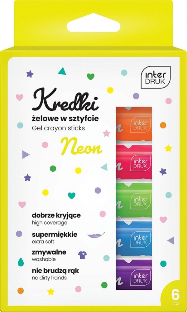 Kredki żelowe w sztyfcie 6 kol neon Interdruk (88929) 