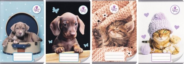 4x Zeszyt A5 w linię 32 kartki THE SWEET PETS KOTEK PIESEK (112600SET4CZ)
