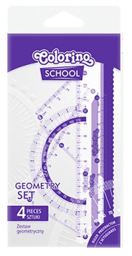 Zestaw geometryczny 4 el. 15 cm COLORINO School fioletowy (39606)
