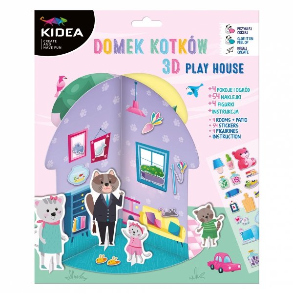ZESTAW Kreatywny domek 3D DLA KOTKÓW Kidea (KDODKKA)