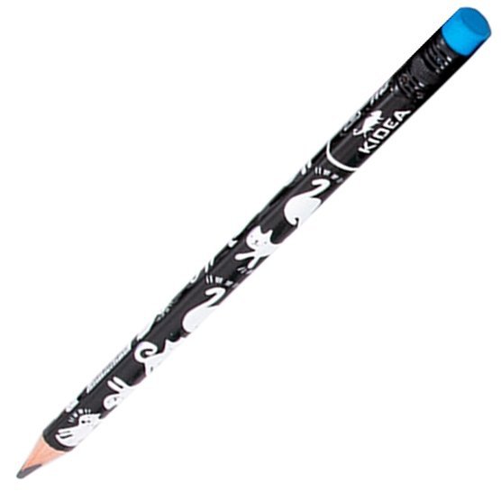 Ołówek szkolny trójkątny gruby z gumką HB JUMBO Koty KIDEA (OTGNKA)