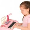 Keyboard dla dzieci pianinko interaktywne organki 37 klawiszy mikrofon statyw różowe