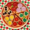 Pizza drewniany zestaw do zabawy na rzep  akcesoria łopatka nóż talerz nauka krojenia 20cm