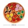Pizza drewniany zestaw do zabawy na rzep  akcesoria łopatka nóż talerz nauka krojenia 20cm