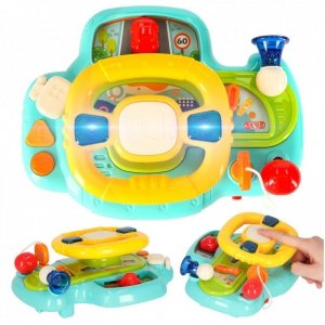 Zabawka interaktywna kierownica dla dzieci dziecka malucha do wózka symulator muzyka dźwięki niebieska