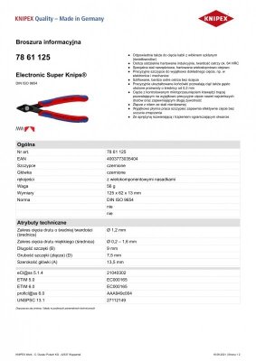 SZCZYPCE TNĄCE SUPER KNIPS 125MM