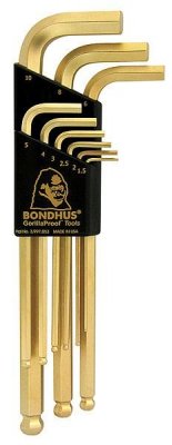 ZESTAW IMBUSÓW DŁUGICH Z KULKĄ 1.5-10MM,POKRYTE ZŁOTEM 9SZT.