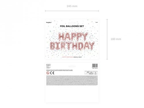 Balon foliowy dekoracja urodzinowa Happy Birthday różowe złoto 340cm x 35cm