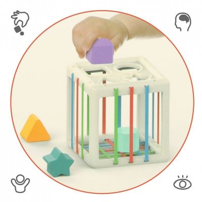 Kostka sensoryczna elastyczna układanka sorter kształtów zabawka wtykana 11 el.