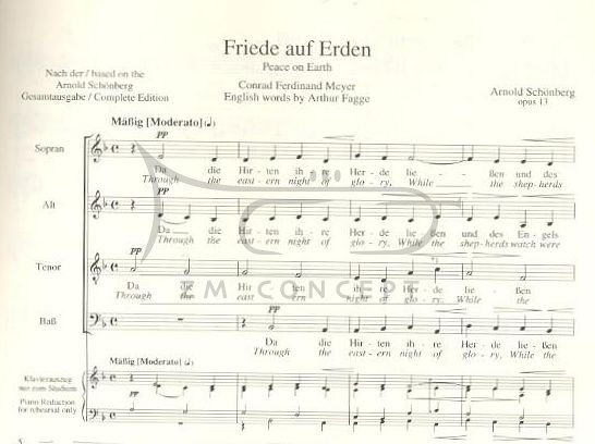 Schoenberg Arnold: Friede auf Erden op.13, na Chór mieszany cappella - SSAATTBB, Partytura