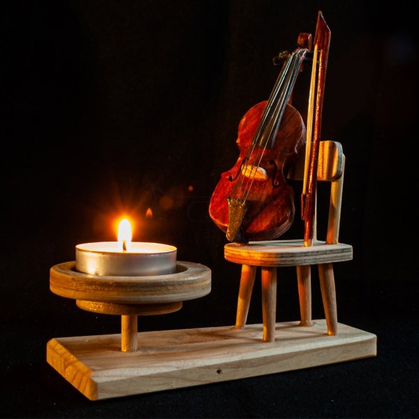 ZM CONCEPT świecznik dekoracyjny z instrumentem - SKRZYPCE, produkcja ręczna